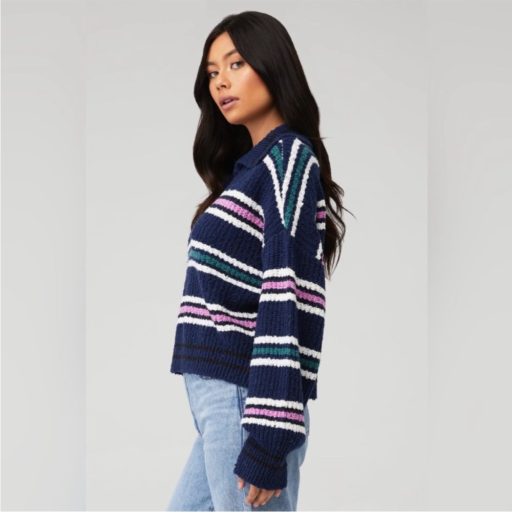 Free People Kennedy Stripe Sweater in midnight sail combo. Size medium.   NWT - Picture 2 of 7
